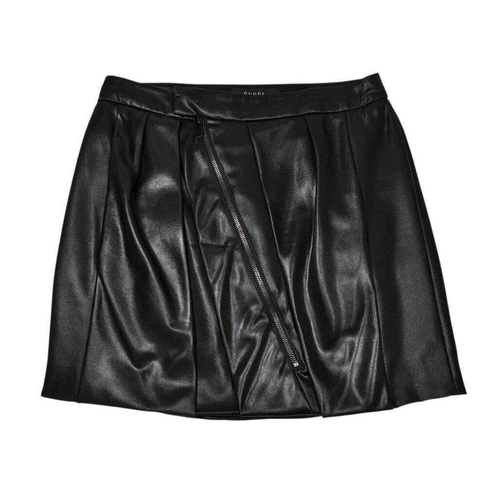 Gucci Black Mini Skirt SZ 6 Black Silk Blend Zipper Contemporary Designer - Picture 11 of 11